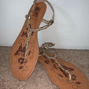 MIX No6 Sandals, woven gold and tan